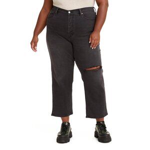 Levi's Wedgie High-Rise Straight Leg Faded Black Distressed Jeans Plus Size 16W